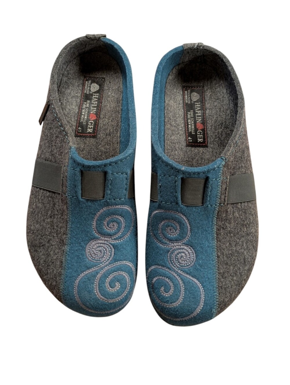 Haflinger Magic Wool Clogs Gray and Blue Size 41